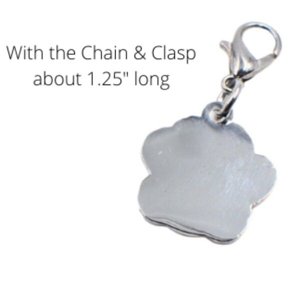 Charm Paw Print Glitter Green Fashion Key Fob Pet Collar Bracelet 5/8" Square - Picture 3 of 3